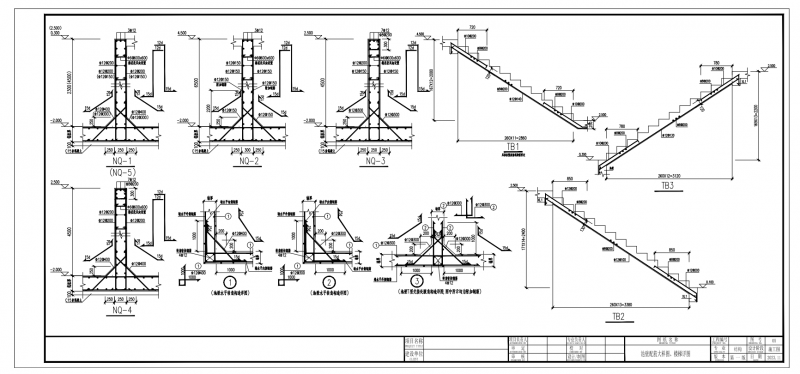 池壁配筋大样图---楼梯详图
